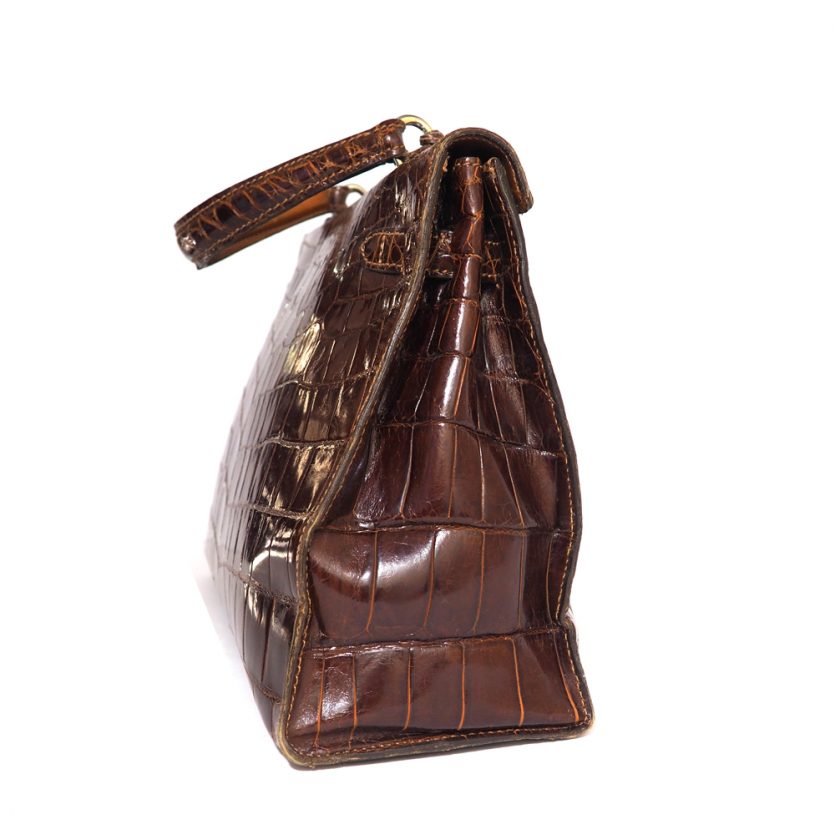 07) Portafoglio Artigianale In Vero Coccodrillo Marrone - Scarpe - Foto 3