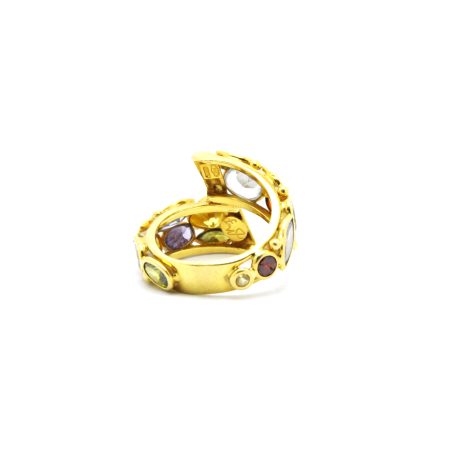 Anello in oro con pietre colorate - immagine 2