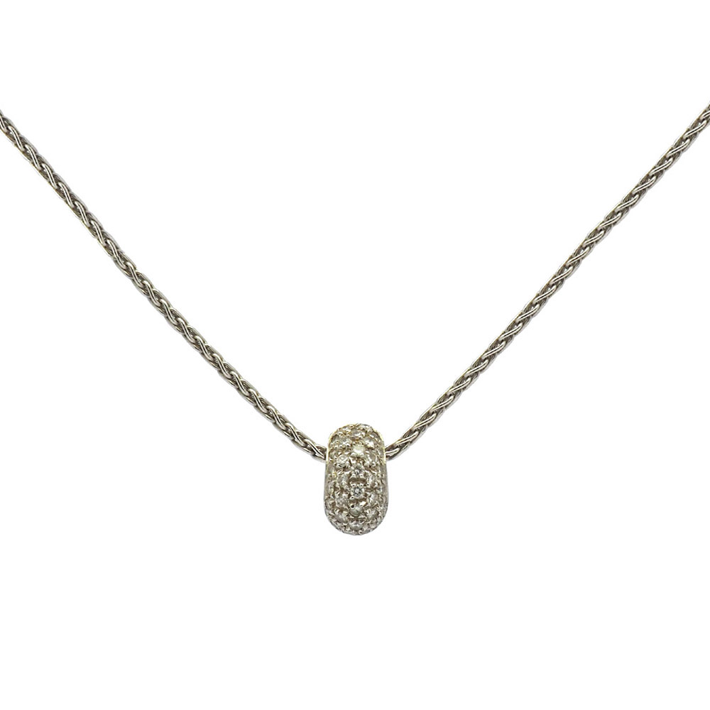Collana Donna Tuscany Silver Con Ciondolo A Onde E Diamanti - Argento 925 Placcato Rodio, Catena 46 Cm