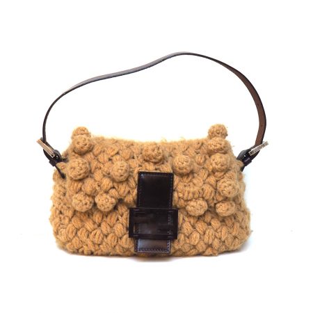 Borsa "Fendi" Baguette Lana e Pelle - immagine 2