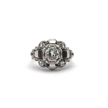 Anello d'epoca in Oro Bianco e Diamante