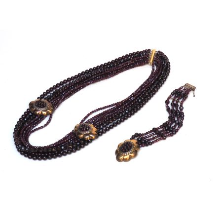 Collier con Bracciale d'Epoca con Granati