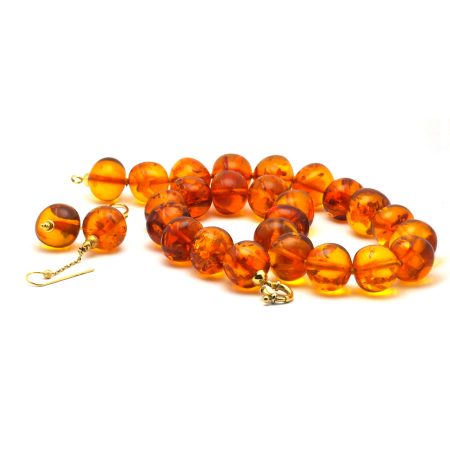 Collana & Orecchini in Ambra Baltica e Oro Giallo 18 Kt