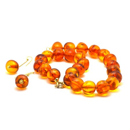 Collana & Orecchini in Ambra Baltica e Oro Giallo 18 Kt - immagine 2