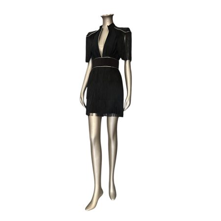 ABITO "ELISABETTA FRANCHI" NERO CON FRANGE