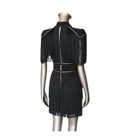 ABITO "ELISABETTA FRANCHI" NERO CON FRANGE - immagine 3