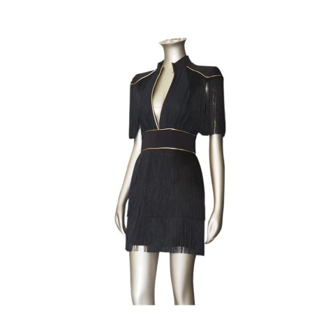 ABITO "ELISABETTA FRANCHI" NERO CON FRANGE - immagine 4