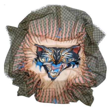Scialle "Gucci" GG Angry Cat in Seta - immagine 3