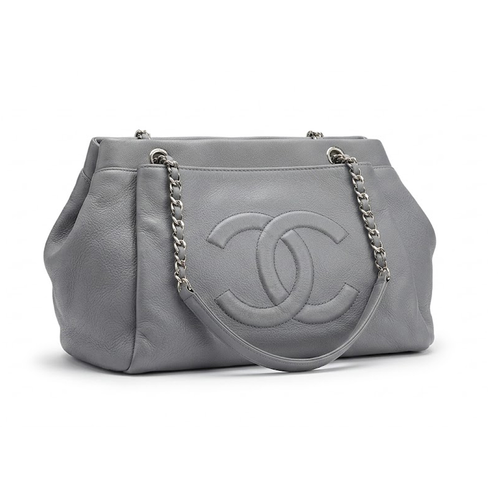 Borsa "Chanel" CC Tuck Tote in pelle Grigia