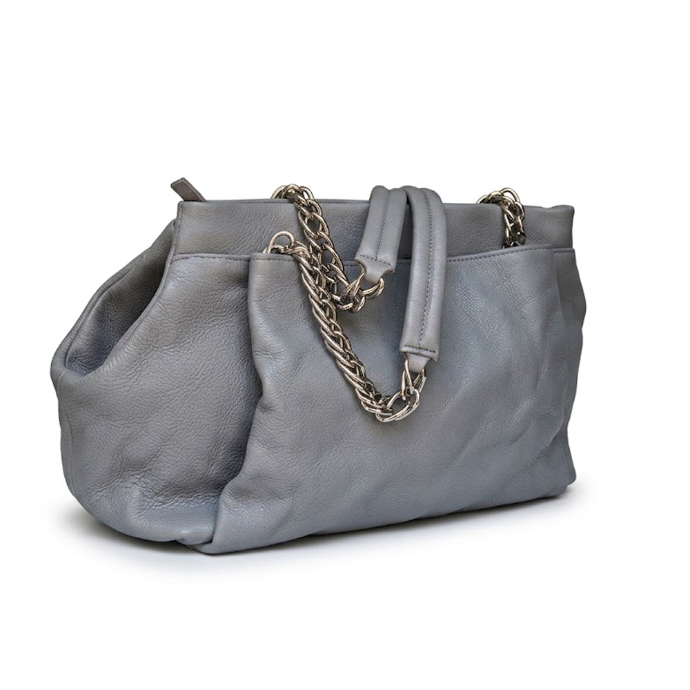 Borsa "Chanel" CC Tuck Tote in pelle Grigia - immagine 3