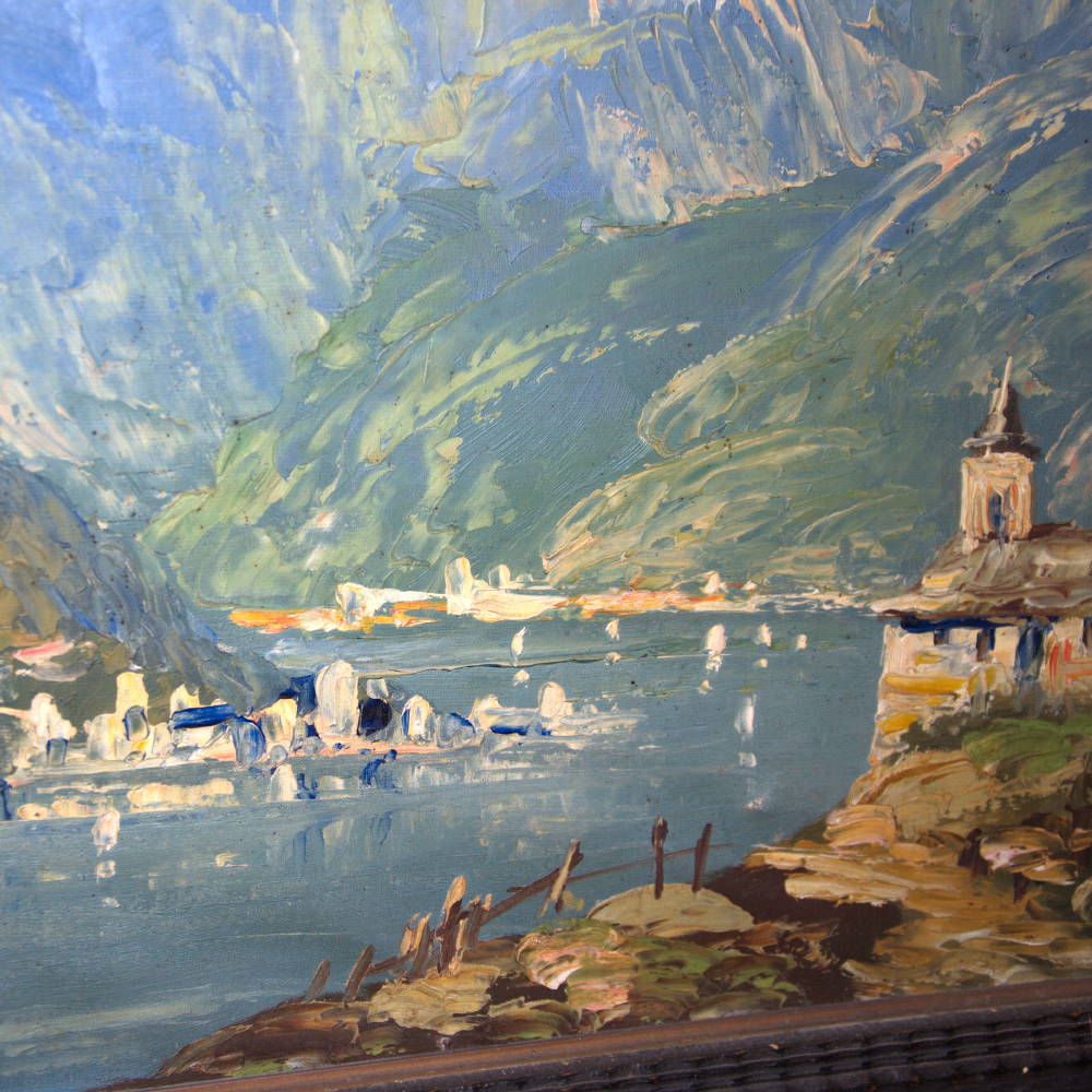 Dipinto olio su tela F.Sacchetti paesaggio ~ Arte Vintage Shop